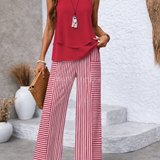Ramona™ | Pink Solid Top and Striped Pants