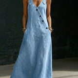 Siiri - Long Denim Dress with Buttons