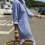 Veronica™ – Classic Striped Shirt Dress
