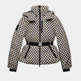 Élodiane | Beige quilted jacket with patterns and belt