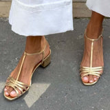 Metallic High-Heeled Sandals