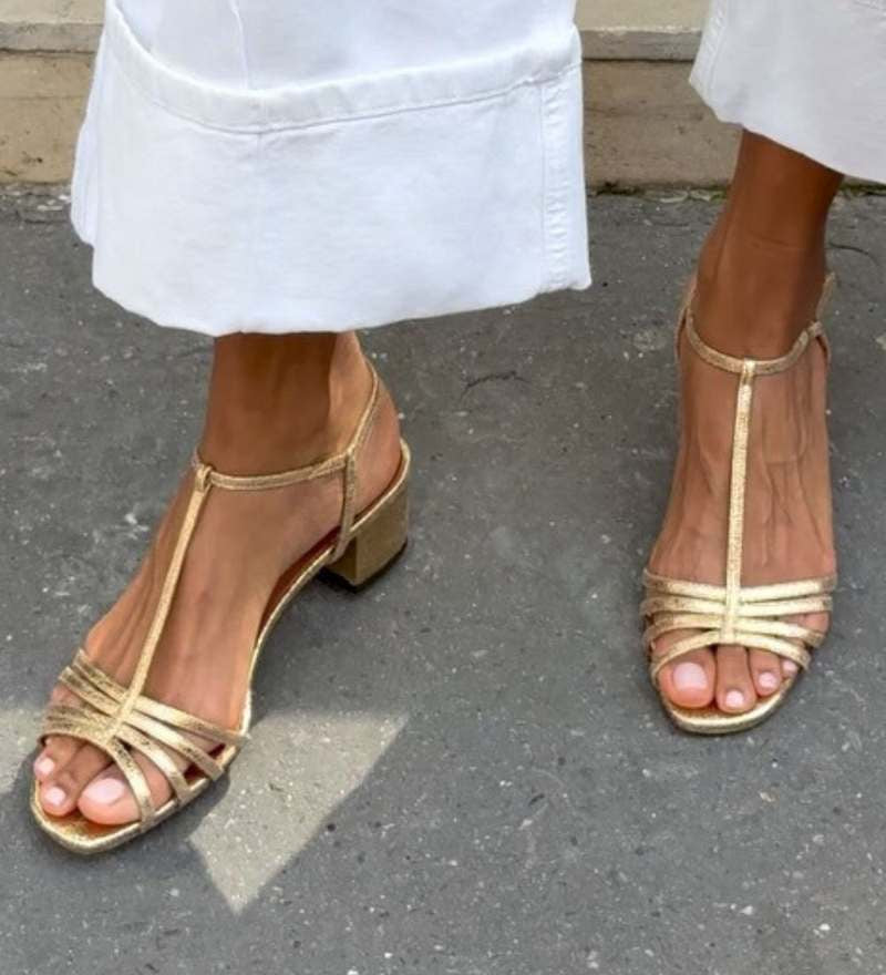 Metallic High-Heeled Sandals