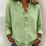 Indie | Ruched Blouse, V-Neck and Long Sleeves