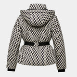 Élodiane | Beige quilted jacket with patterns and belt