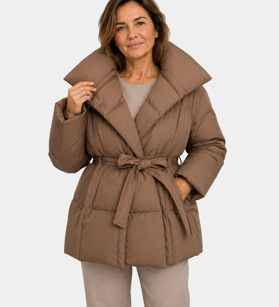 Alixène | Women's Quilted Jacket with Waist Belt