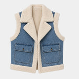 Sylianne | Vintage Denim Vest with Fur Lining