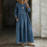 Kirsi - Denim Dress with Peter Pan Collar