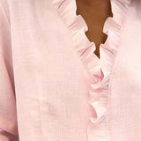 Indie | Ruched Blouse, V-Neck and Long Sleeves