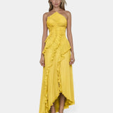 Féodora I Asymmetrical Maxi Dress Lavender with Ruffles