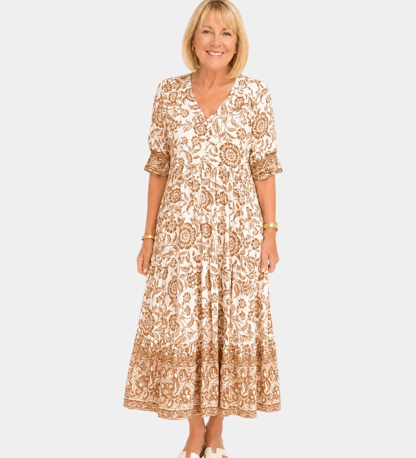 Cosima | Elegant V-Neck Floral Dress