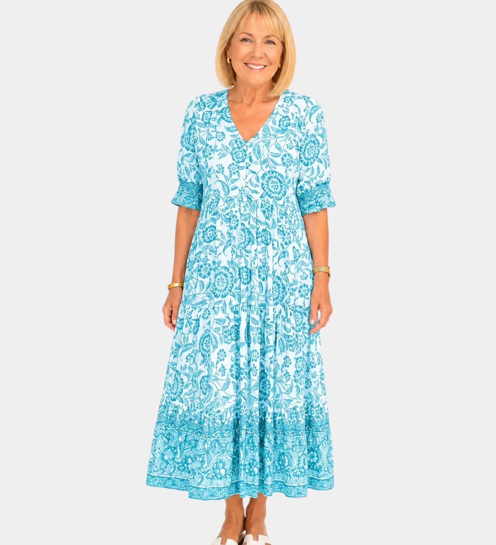 Cosima | Elegant V-Neck Floral Dress