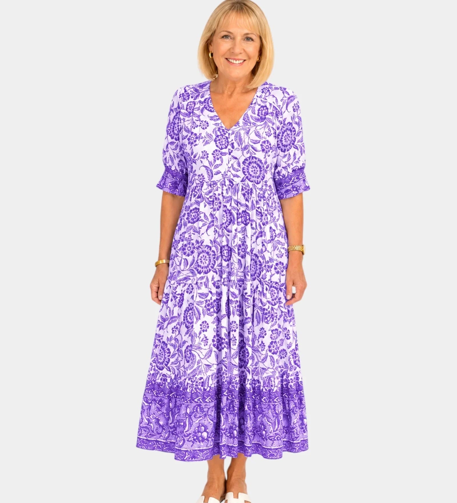 Cosima | Elegant V-Neck Floral Dress