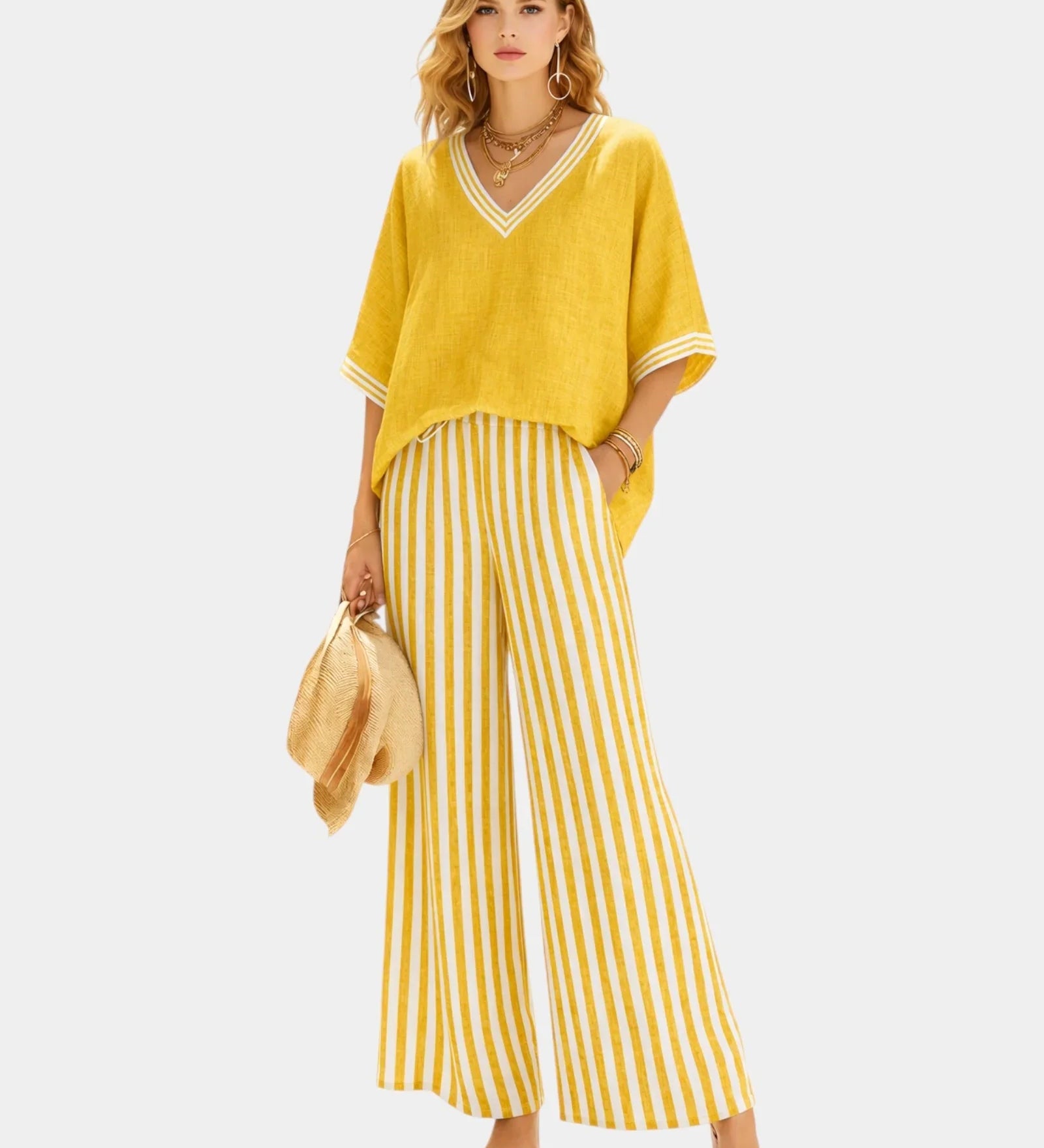 Tristane | Ensemble pantalon et blouse à rayures