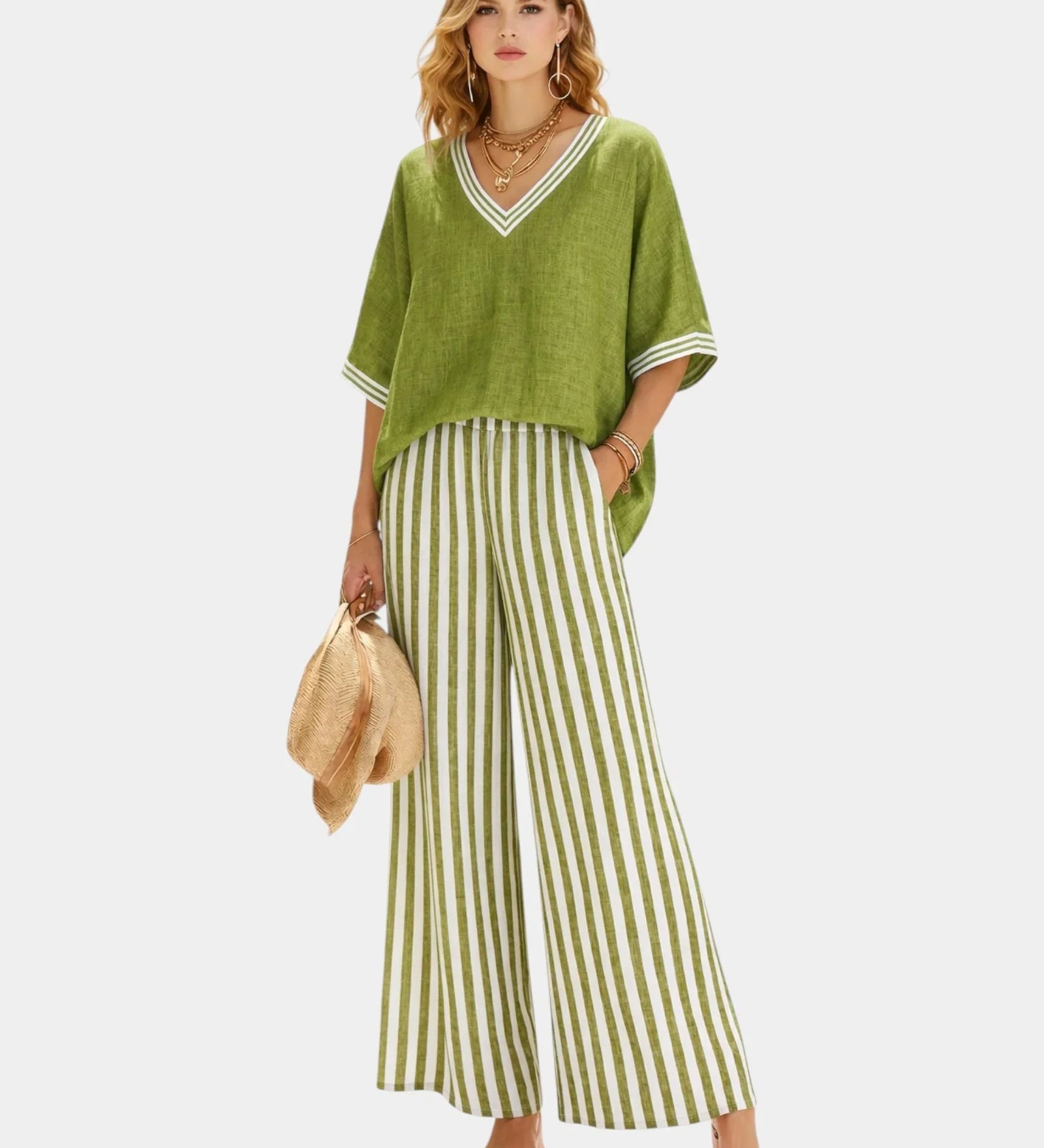 Tristane | Ensemble pantalon et blouse à rayures