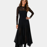 Lunaria | Long Black Tulle Dress with Ethereal Charm