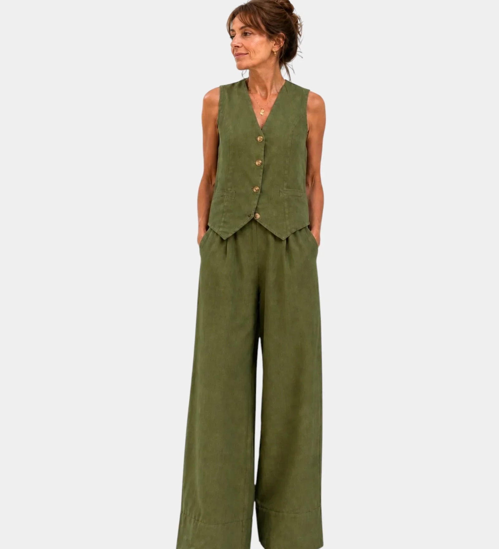 Assia | Ensemble gilet sans manches et pantalon