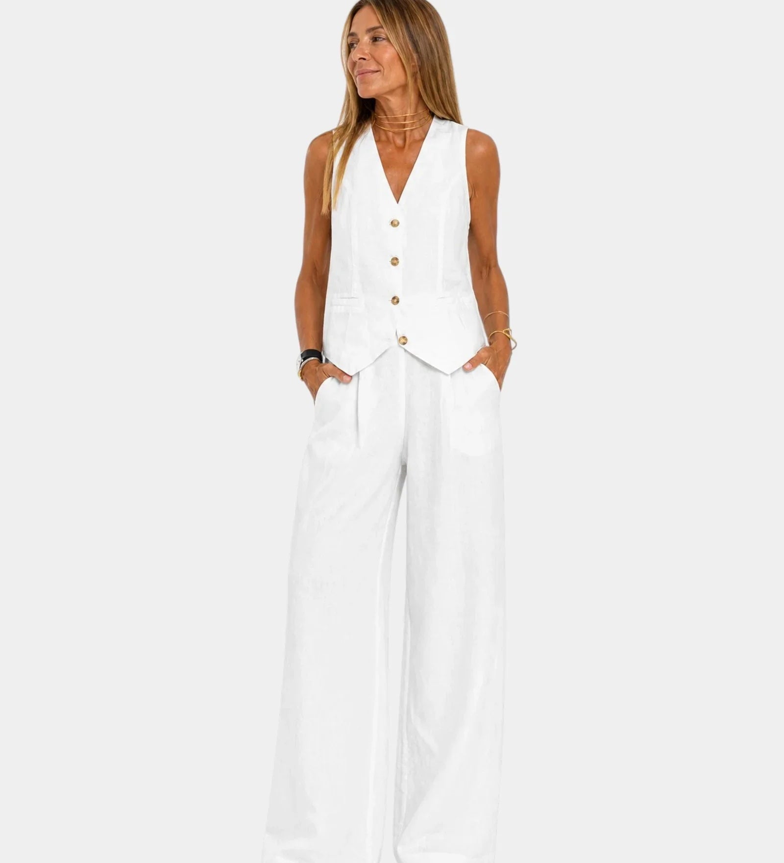 Assia | Sleeveless Vest and Pants Set