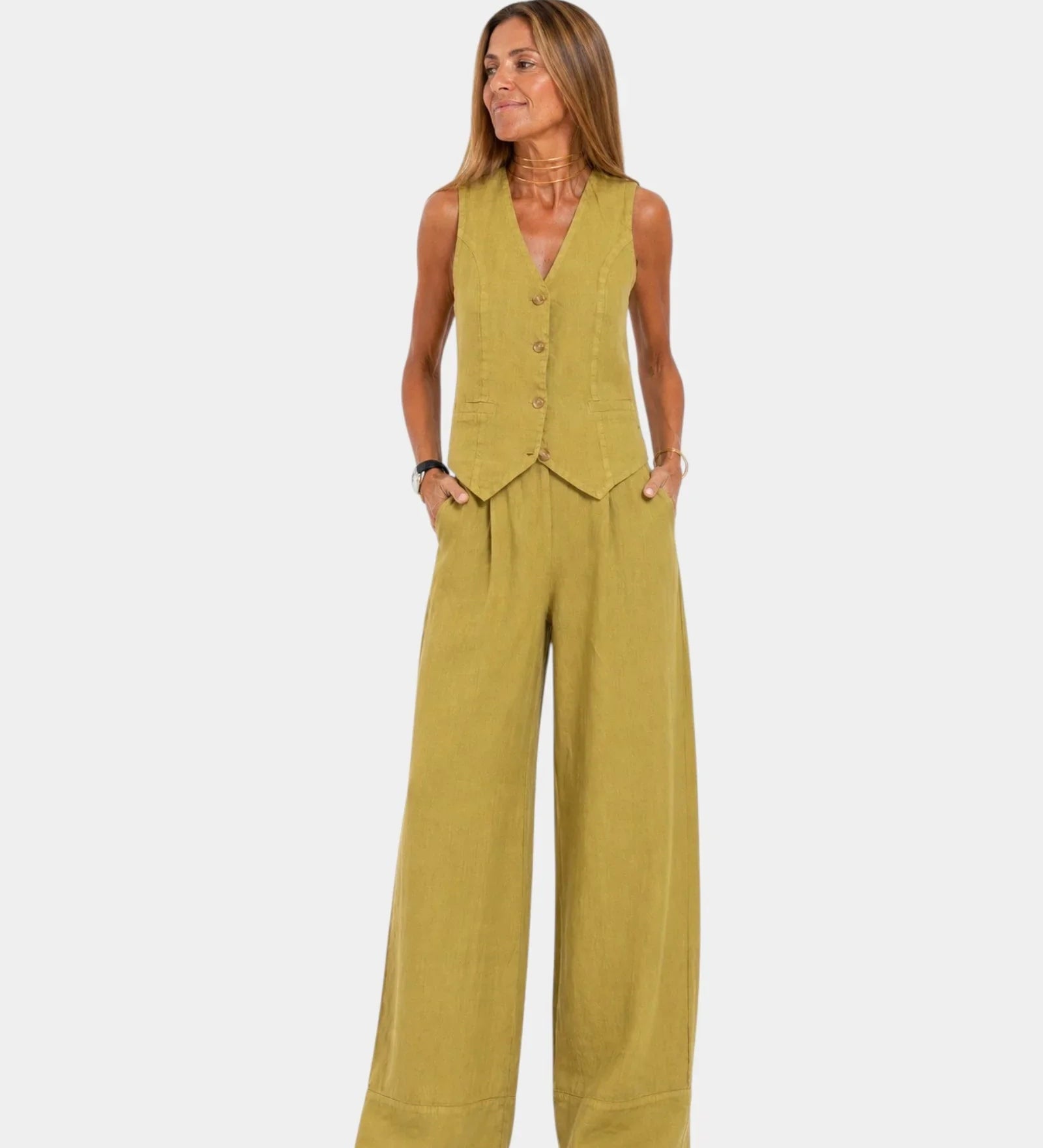Assia | Ensemble gilet sans manches et pantalon