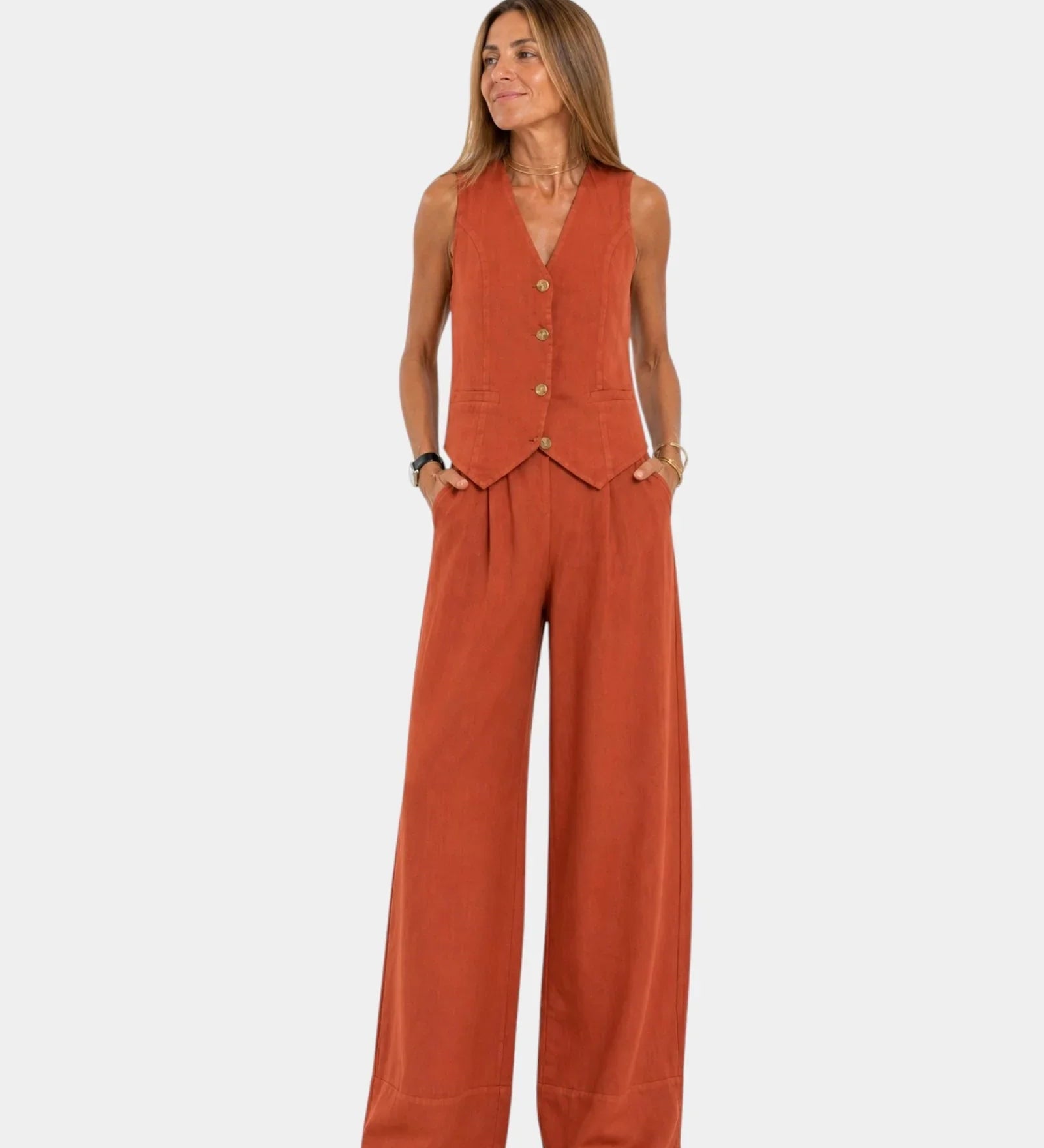 Assia | Sleeveless Vest and Pants Set