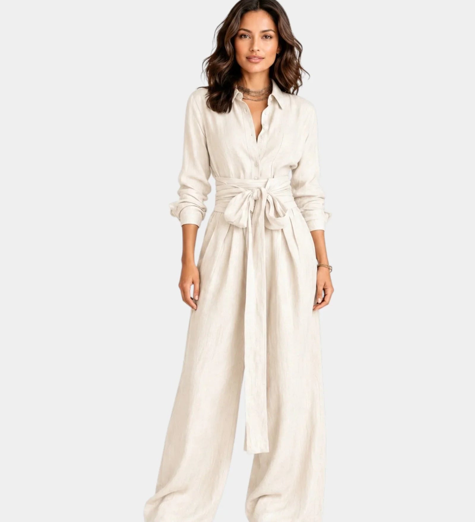 Cybèle | Elegant Long Sleeve Jumpsuit with Belt