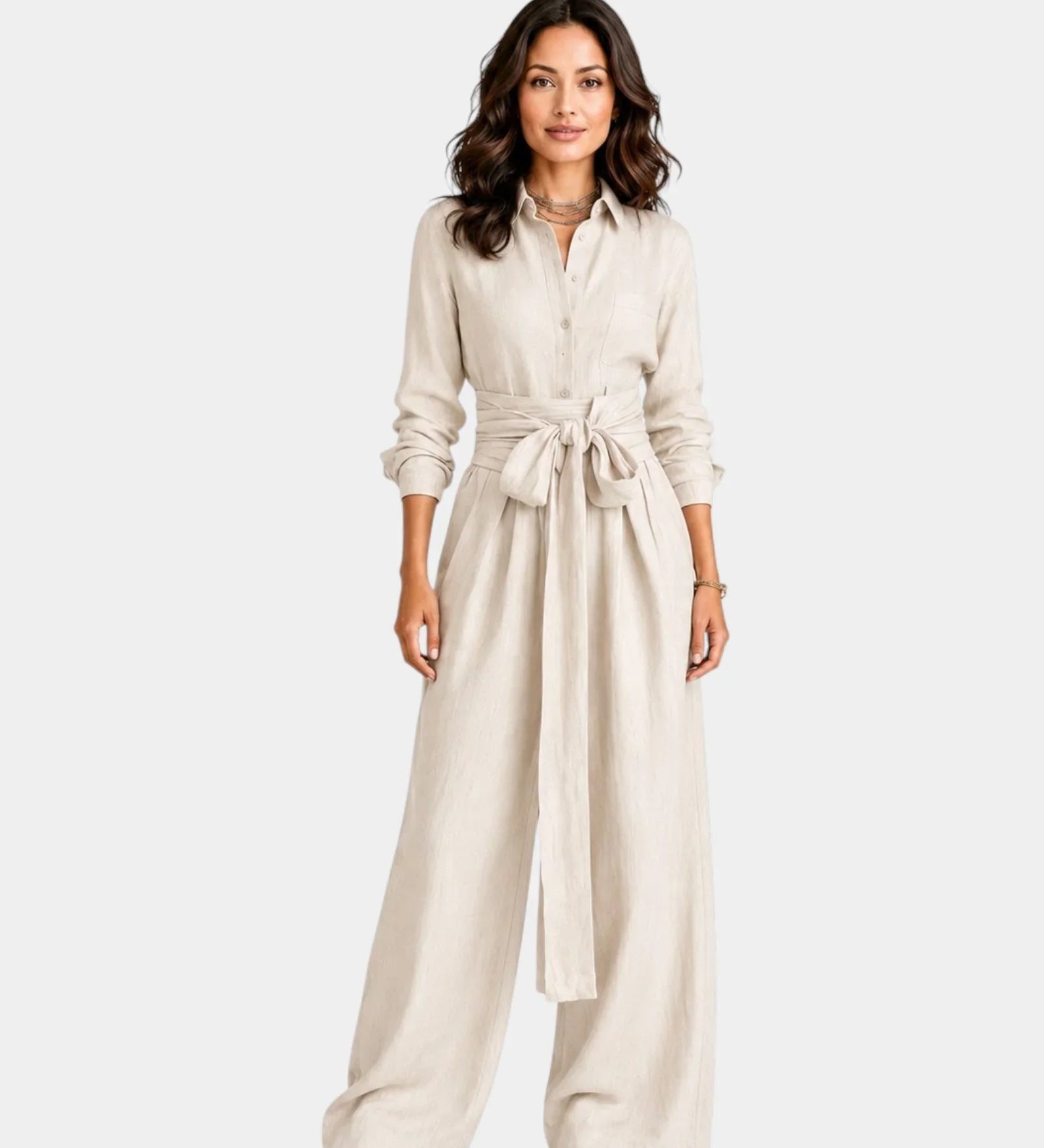Cybèle | Elegant Long Sleeve Jumpsuit with Belt