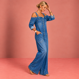 Sophia™ | Off-Shoulder Denim-Look Jumpsuit