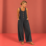 Ruth™ | Vintage Washed Denim-Look Overalls