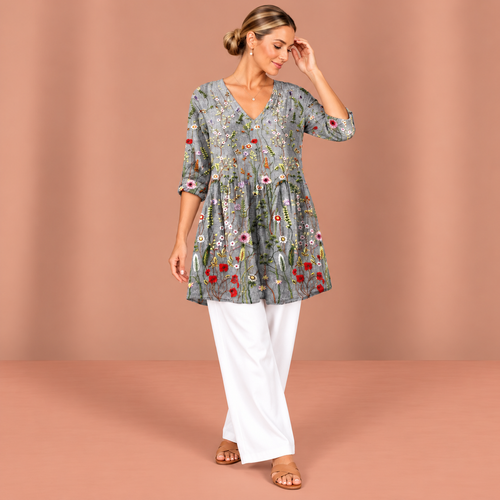 Audrey | Long Blouse with V-Neck
