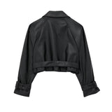 Aigline | Short Faux Leather Trench Coat