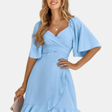 Claire | Light Blue Midi Summer Dress with Stunning Brooches