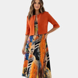 Stacy | Fluid Printed Midi Dress with Matching Jacket