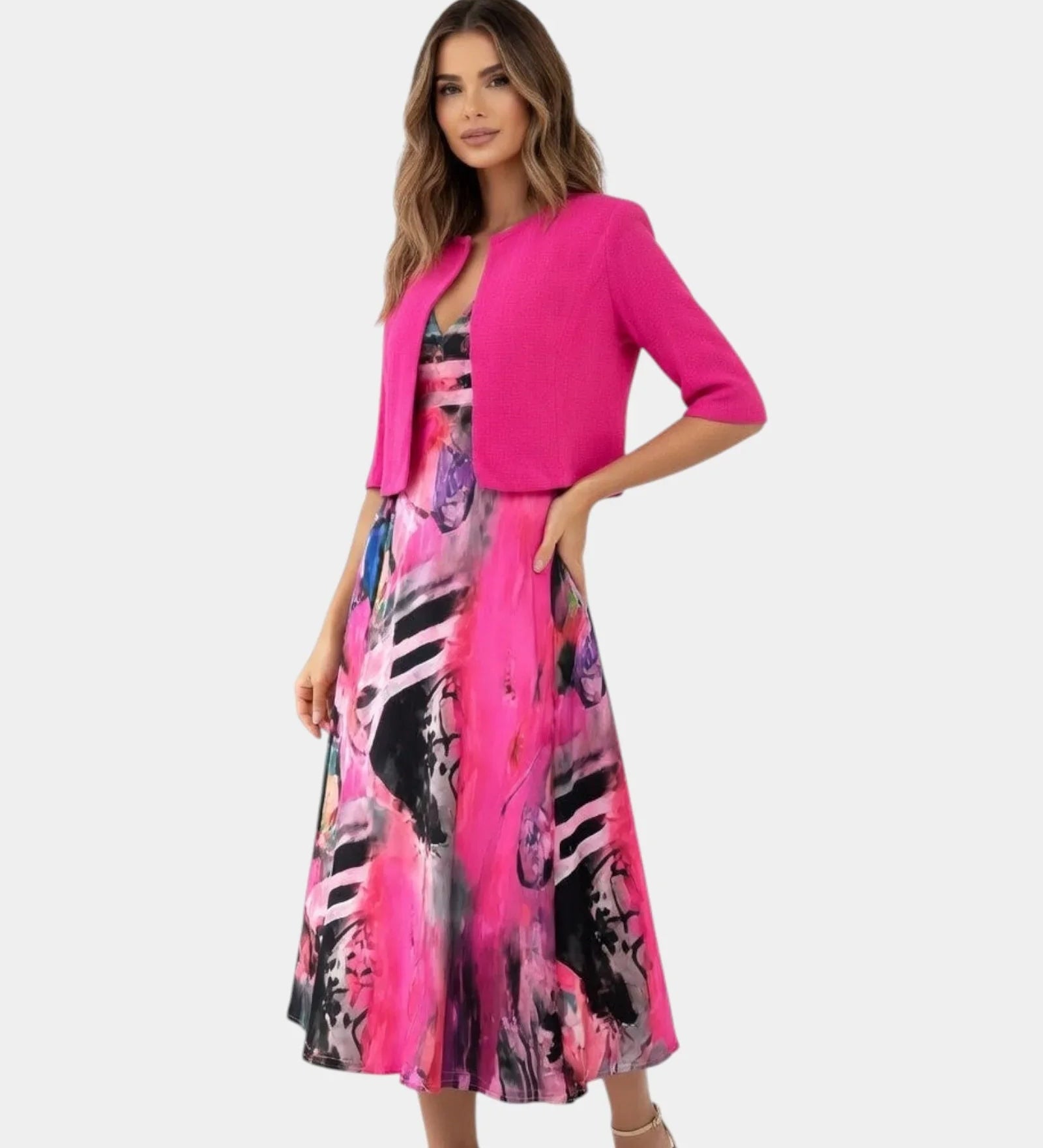 Stacy | Flowing Midi Dress with Matching Jacket