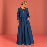 Clara™ | Denim-Look Dress with Peter Pan Collar