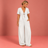 Maya™ | V-Neck Denim-Look Jumpsuit