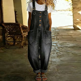 Milja - Vintage Jumpsuit Made of Soft Cotton with Denim Pattern