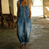 Milja - Vintage Jumpsuit Made of Soft Cotton with Denim Pattern