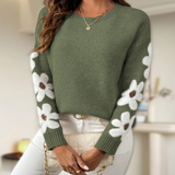 Silke - Soft Knit Sweater with Floral Pattern