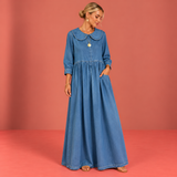 Clara™ | Denim-Look Dress with Peter Pan Collar