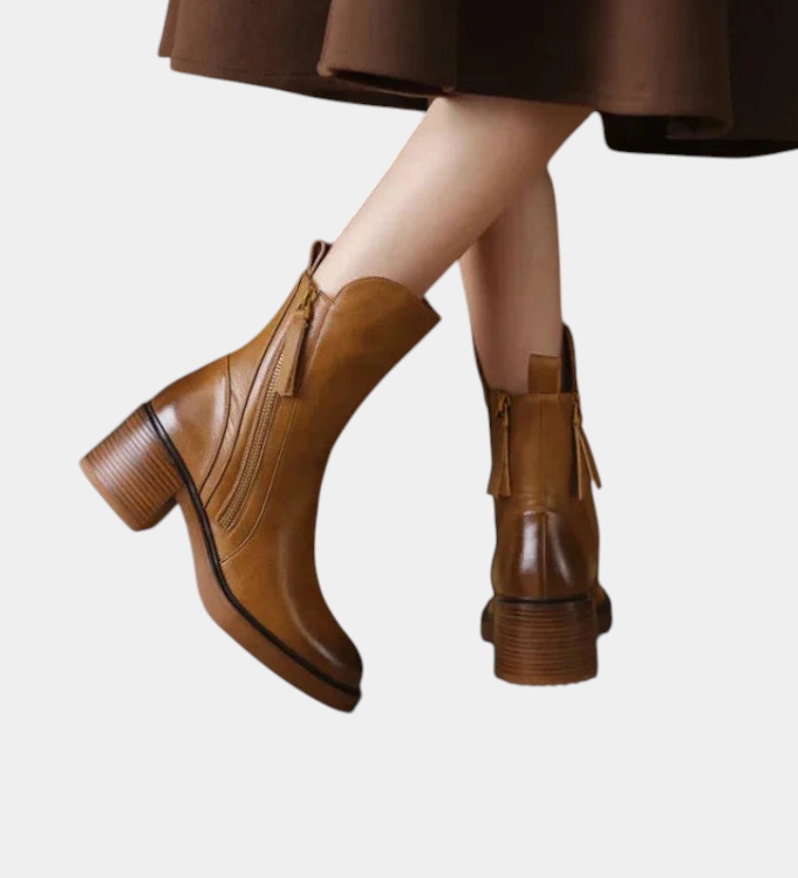 Brélyne | Women's Zip Ankle Boots with Block Heel