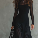 Venla - Loose Black Tulle Maxi Dress