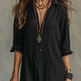 Anni – Loose Black Maxi Dress with Buttons