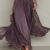 Aada - Long Purple Dress with Keyhole Neckline