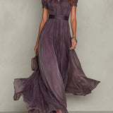 Aada - Long Purple Dress with Keyhole Neckline