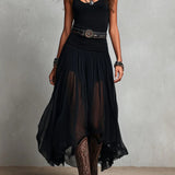 Odetta – Maxi Dress Combining Tulle and Belt