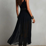 Odetta – Maxi Dress Combining Tulle and Belt