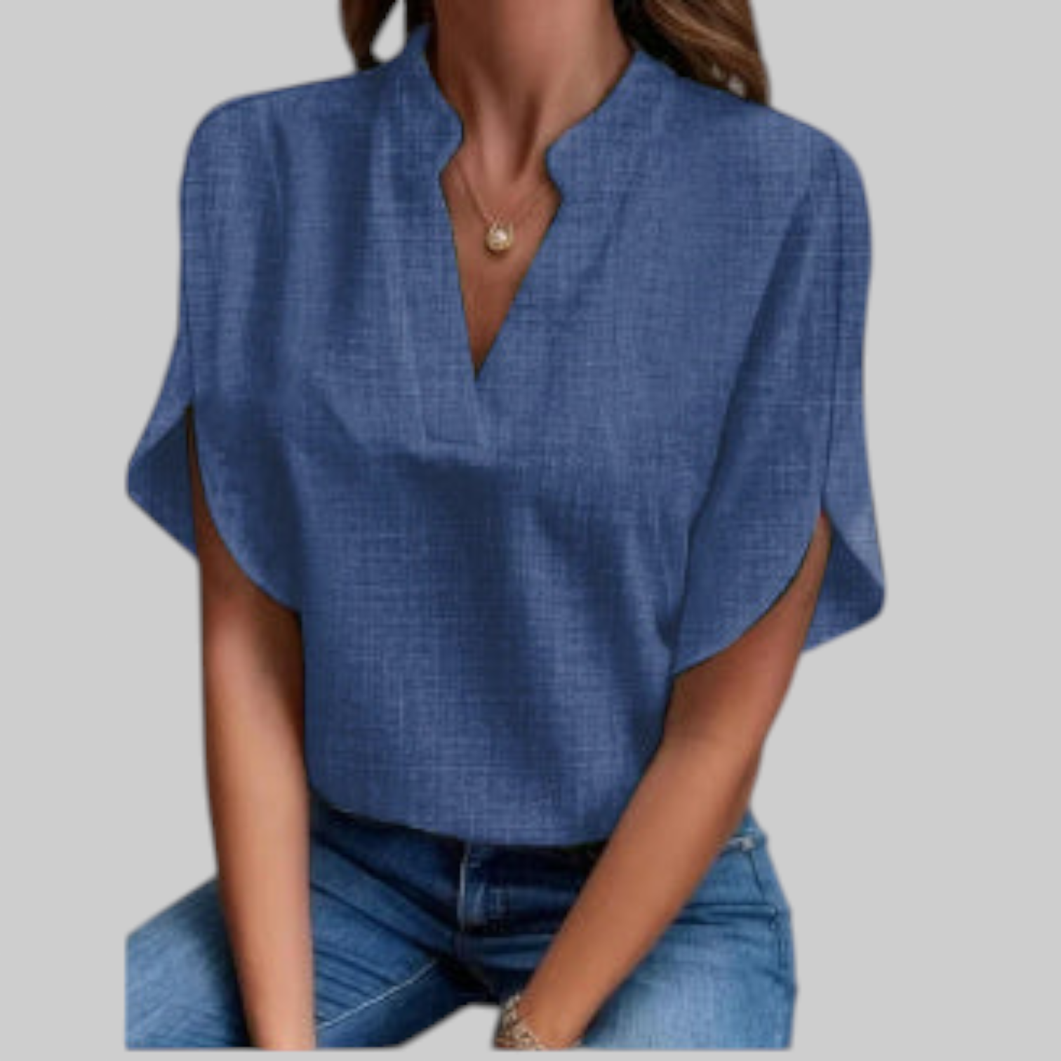 Carla | Luxurious V-Neck Decorative Blouse