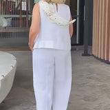 Trinidad™ | White Combination Top and Wide Pants