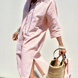 Veronica™ – Classic Striped Shirt Dress