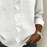 Indie | Ruched Blouse, V-Neck and Long Sleeves