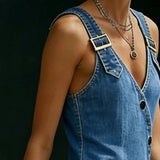 Siiri - Long Denim Dress with Buttons